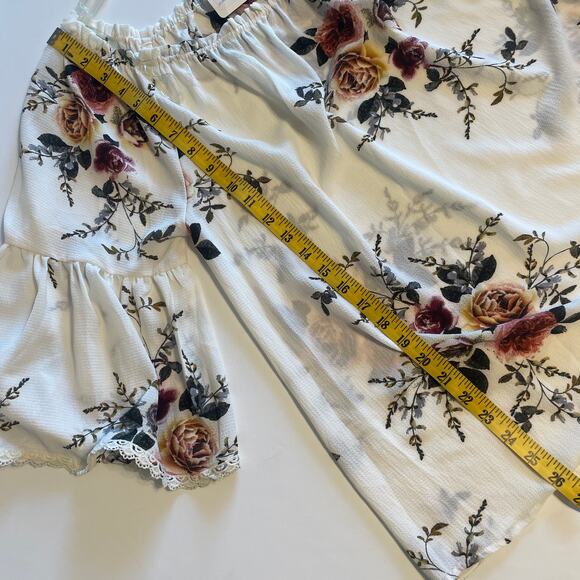 Umgee NEW Off Shoulder Bell Sleeve Top Womens XL Ivory Floral Flowy Boho NWT - Picture 9 of 9